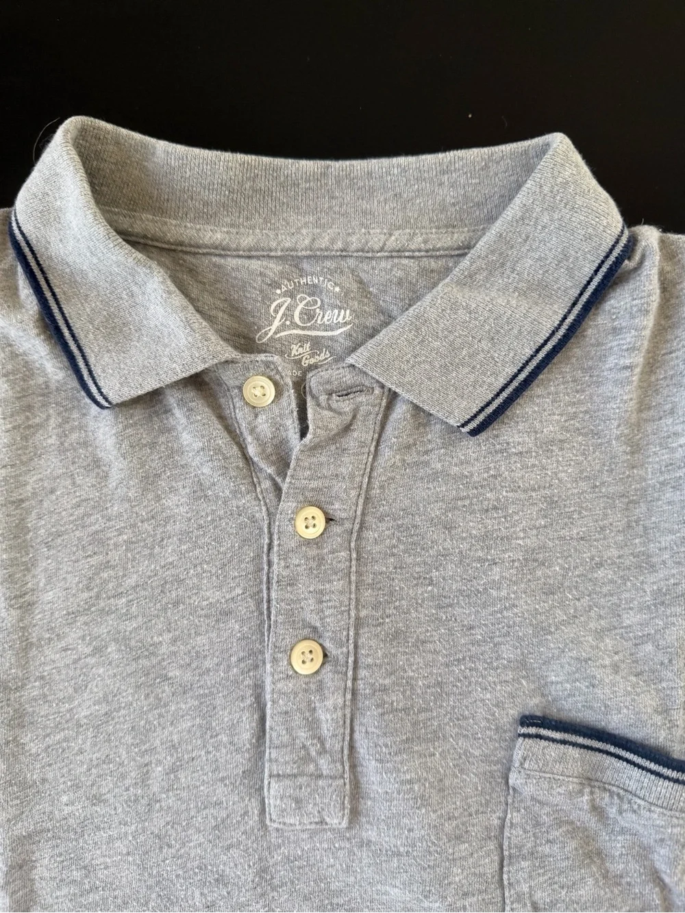 J. Crew Light Gray Polo with Navy Stripe Trim